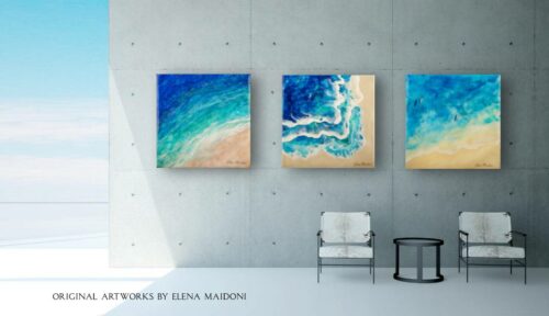 original-modern-seaview-paintings-insitu-at-the -beach-house